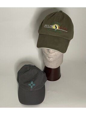 2 Hat Lot New Mexico Zia Sun Symbol Project Healing Waters Fly Fishing Caps NM